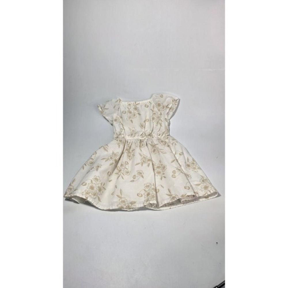 100% Cotton‎ Oshkosh Baby Girl Size 18M Cap Sleeve Floral Cream Dress Lined - Picture 5 of 6